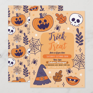Halloween Spooky Trick oder Treat Party Pumpkins Einladung