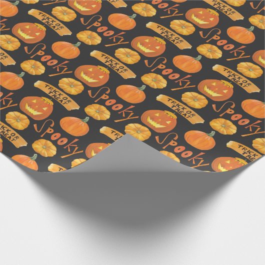 Halloween Spooky Trick oder Treat Pumpkin Geschenkpapier (Ecke)