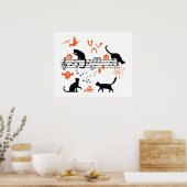 Halloween Spooky und Beängstigende Katzen Musiknot Poster (Küche)