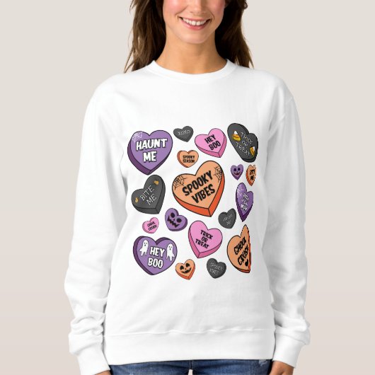 Halloween Spooky Vibes Niedlich Ghost Pumpkin Sweatshirt (Vorderseite)