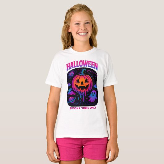 Halloween Spooky Vibes Retro Kleidung Einzigartig T-Shirt (Vorne ganz)