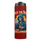 Halloween Spooky Vibes: Trick or Treat Skeleton Thermosbecher (Vorderseite)