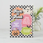 Halloween Spooky Vibes zum Geburtstag Einladung (Stehend Vorderseite)