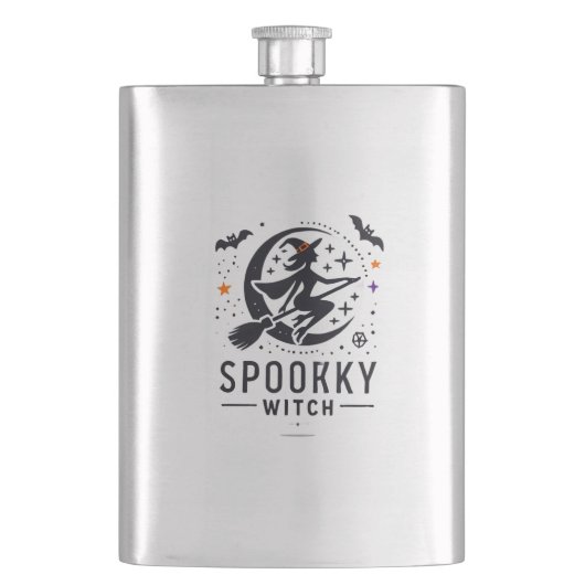 Halloween Spooky Witch Design - Auf dem Zimmer fli Flachmann (Vorderseite)