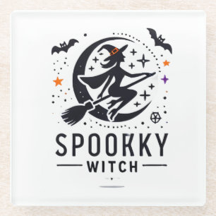 Halloween Spooky Witch Design - Auf dem Zimmer fli Glasuntersetzer