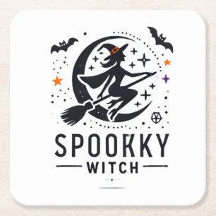 Halloween Spooky Witch Design - Auf dem Zimmer fli Rechteckiger Pappuntersetzer