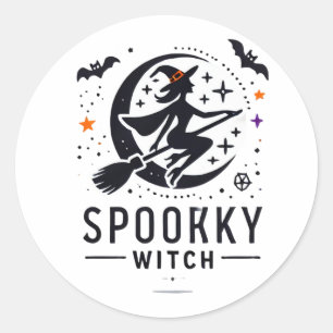Halloween Spooky Witch Design - Auf dem Zimmer fli Runder Aufkleber