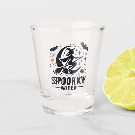 Halloween Spooky Witch Design - Auf dem Zimmer fli Schnapsglas (Vorderseite)
