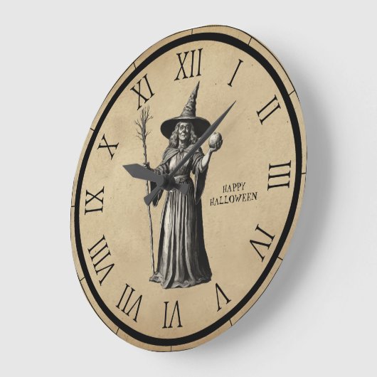 Halloween Spooky Witz a Vollmond Große Wanduhr (Winkel)