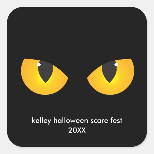 Halloween Spooky Yellow Eyes, Minimalistisch Gefal Quadratischer Aufkleber (Vorderseite)