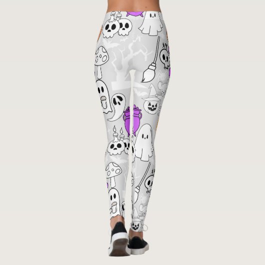 Halloween-Sporenmuster 01 L Grau BG Leggings (Rückseite)