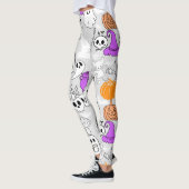 Halloween-Sporenmuster 01 L Grau BG Leggings (Links)