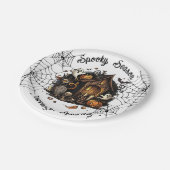 Halloween 👻 Sportsaison 💀 Papierplatte Pappteller (Schrägansicht)