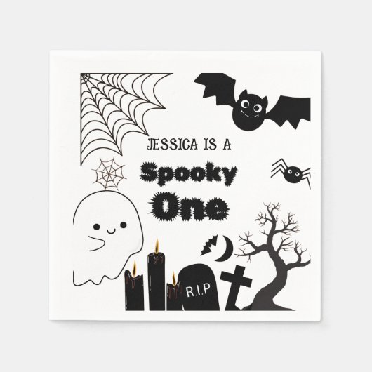 Halloween Sppoky 1. Geburtstagsparty Serviette (Vorderseite)