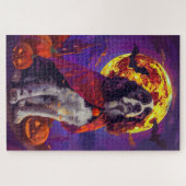 Halloween Springer Spaniel Vampir Kürbisse Gruseli Puzzle (Horizontal)