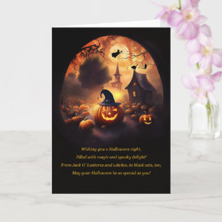 Halloween Spuk Bild mit Kürbislaternen Karte