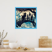 Halloween - Spuk Bridge Woodcut 2 Poster (Küche)