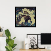 Halloween - Spuk Bridge Woodcut 4 Poster (Heimbüro)