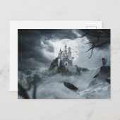 Halloween Spuk Castle House Night Beängstigend Postkarte (Vorne/Hinten)