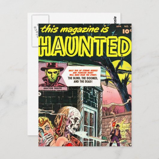 Halloween-Spuk Comic Postkarte (Vorne/Hinten)