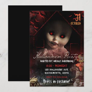 Halloween Spuk Doll Party Einladung