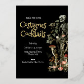 Halloween Spuk Forest Costume & Cocktails Schwarz Folieneinladung (Vorderseite)