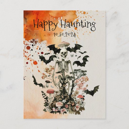 Halloween Spuk Forest Party Save the Date Postkarte (Vorderseite)