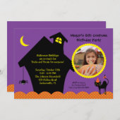 Halloween Spuk Haus Foto Geburtstag Einladung (Vorne/Hinten)