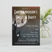 Halloween Spuk Haus Hexenkostüm Süß 16 Einladung (Stehend Vorderseite)