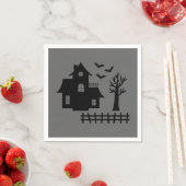 Halloween Spuk Haus mit Fledermäusen und Bäumen in Serviette (Beispiel)