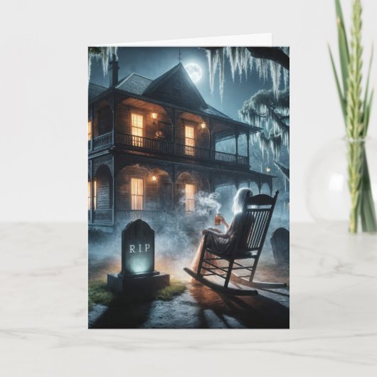 Halloween Spuk Haus mit Grabstein Karte (Vorderseite)