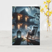 Halloween Spuk Haus mit Grabstein Karte (Gelbe Blume)