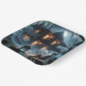 Halloween Spuk Haus mit Grabstein Pappteller (Gewinkelt)