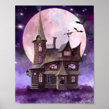 Halloween Spuk Haus mit Mond- und Flechtmauer Art