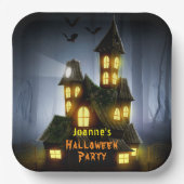 Halloween Spuk Haus und Geist Pappteller (Vorderseite)