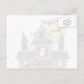 Halloween Spuk Haus und kleine Hexe weiß Postkarte (Rückseite)