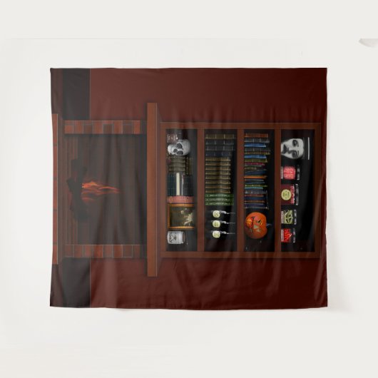 Halloween Spuk Haus - virtuelle Feuerstelle Wandteppich (Vorderseite (Horizontal))