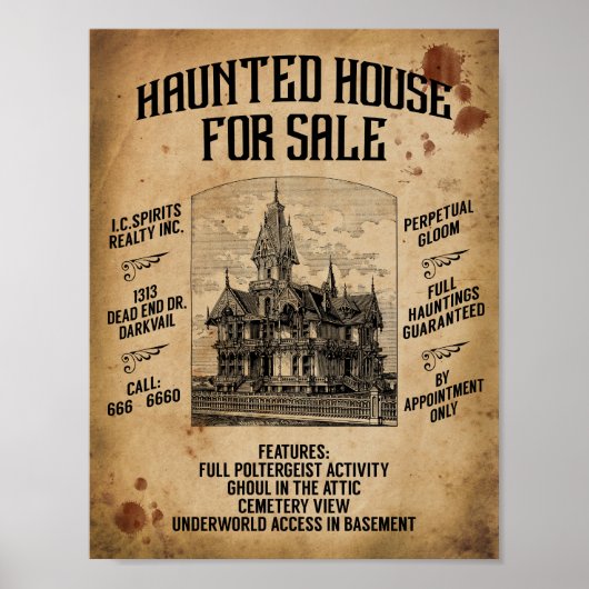 Halloween Spuk Haus zum Verkauf Poster (Vorne)