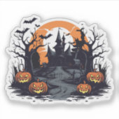 Halloween Spuk Hausaufkleber Aufkleber (Vorderseite)