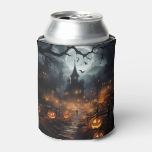 Halloween, Spuk Häuser, Pumpkins und Fledermäuse Dosenkühler