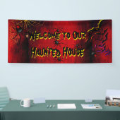 Halloween Spuk Hausspinnen Fledermäuse Rot Banner (Messe)