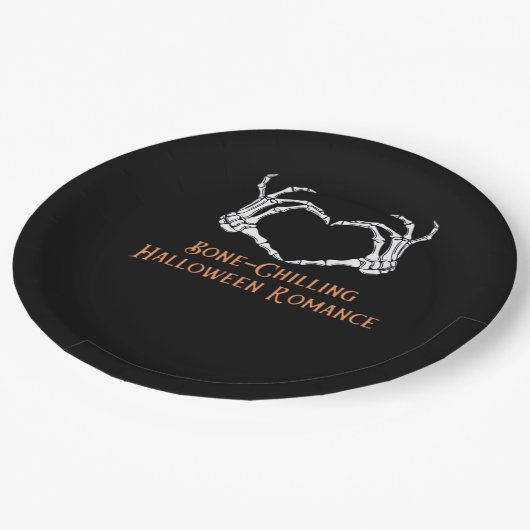 Halloween Spuk Heart Skeletal Knochen Chilling Cla Pappteller (Schrägansicht)