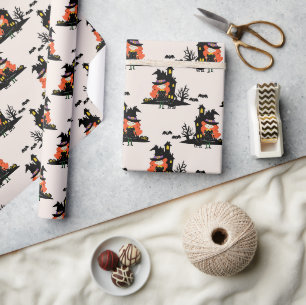 Halloween Spuk Hexenhaus Beige Geschenkpapier