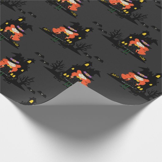Halloween Spuk Hexenhaus Black Geschenkpapier (Ecke)