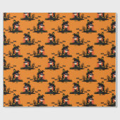 Halloween Spuk Hexenhaus Orange Geschenkpapier (Flach)
