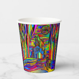 Halloween Spuk House Abstrakt farbenfroh Pappbecher