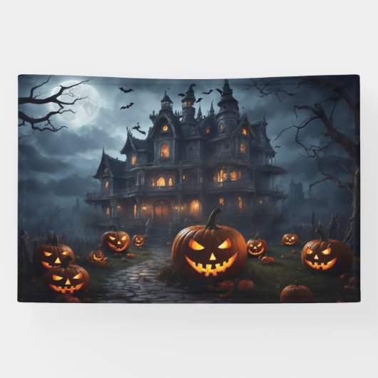 Halloween Spuk House and Jack-O-Lanterns Banner (Horizontal)