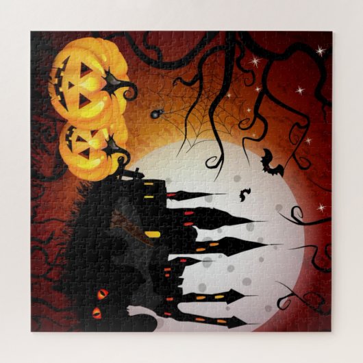 Halloween Spuk House and Jack-O-Lanterns Puzzle (Horizontal)