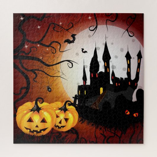 Halloween Spuk House and Jack-O-Lanterns Puzzle (Vertikal)