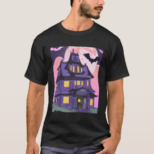 Halloween Spuk House Bats Moon Emo Goth T-Shirt